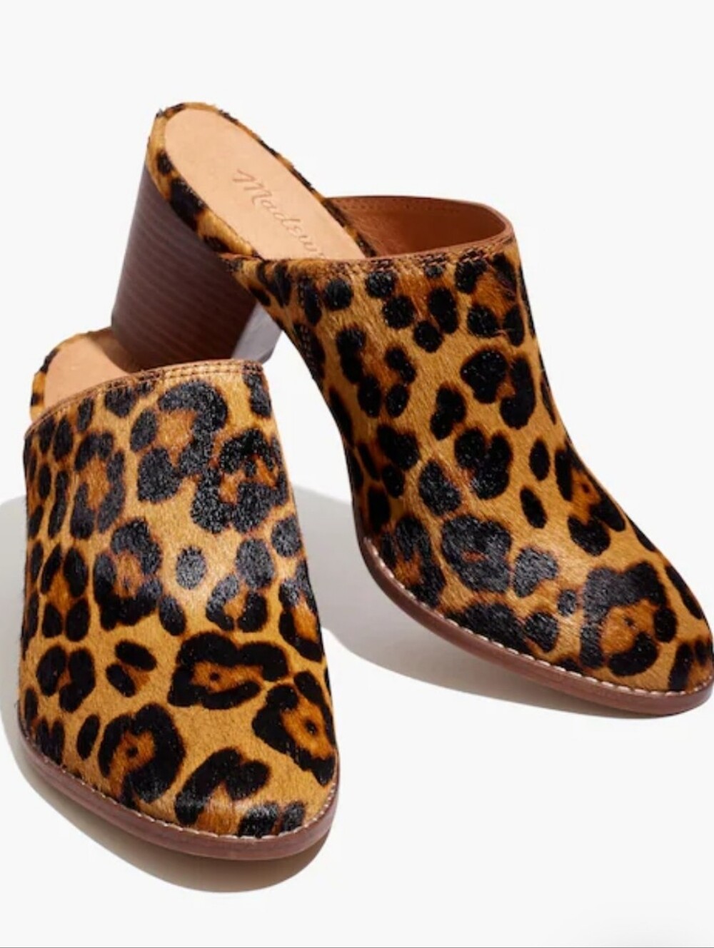 Madewell Harper Mule Women’s 8 Leopard Calf Hair Leather Block Heel K4919